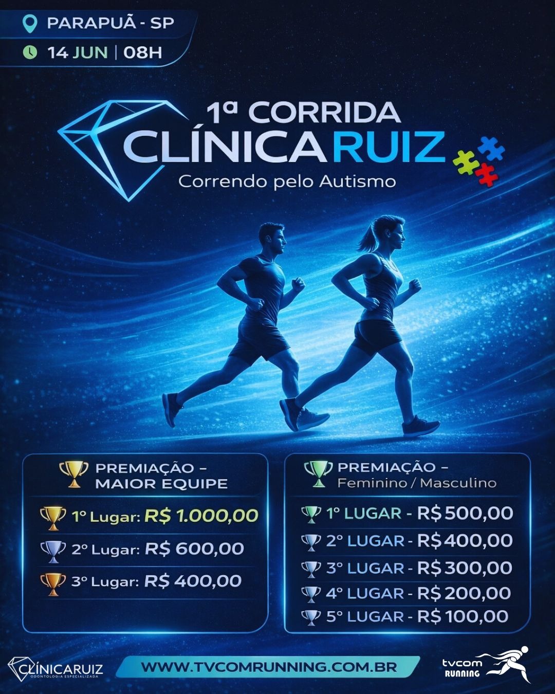 1ª Corrida Clinica Ruiz – corrida em Parapuã