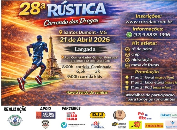 28ª Rústica Correndo das Drogas – corrida em Santos Dumont