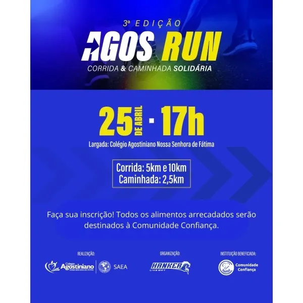 3ª Corrida e Caminhada AGOS Run – corrida em Goiânia