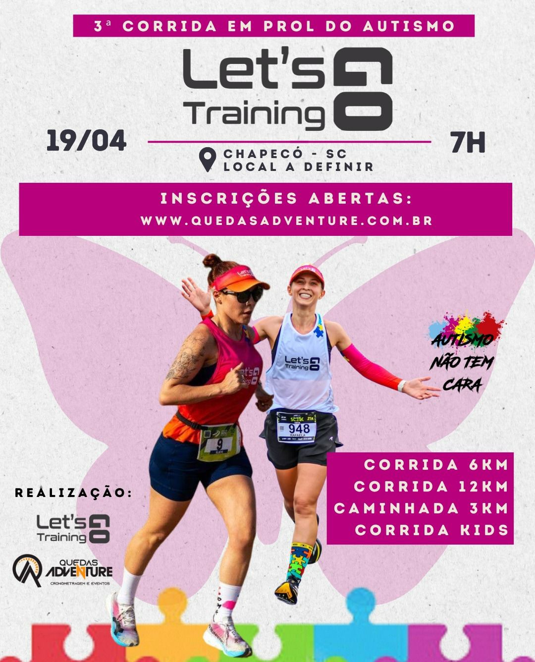 3ª Corrida Let´s Go Training em Prol do Autismo – corrida em Chapecó