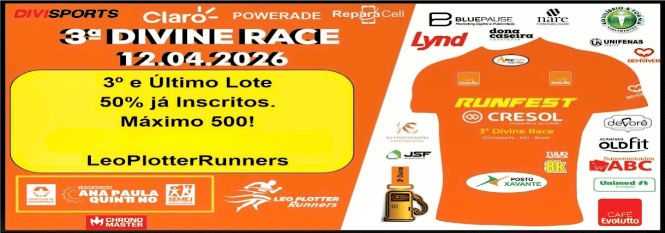 3ª Divine Race – RunFest – corrida em Divinópolis