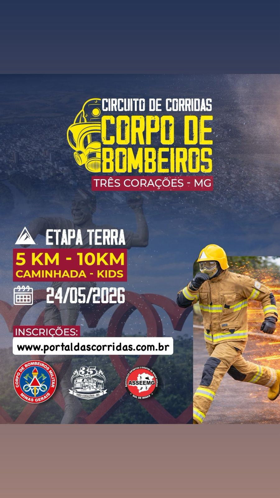 Circuito de Corridas do Corpo de Bombeiros Militar – Etapa Terra – corrida em Três Corações