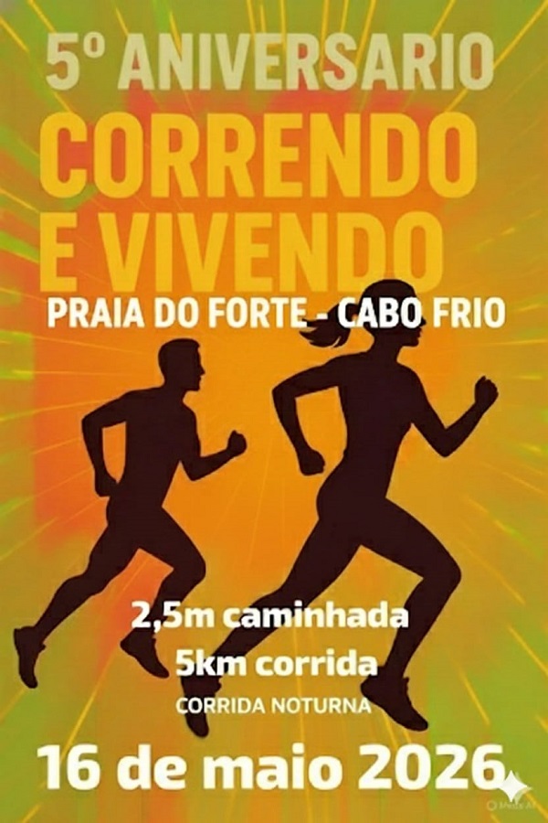 Corrida e Caminhada do 5º Aniversário Correndo E Vivendo – corrida em Cabo Frio