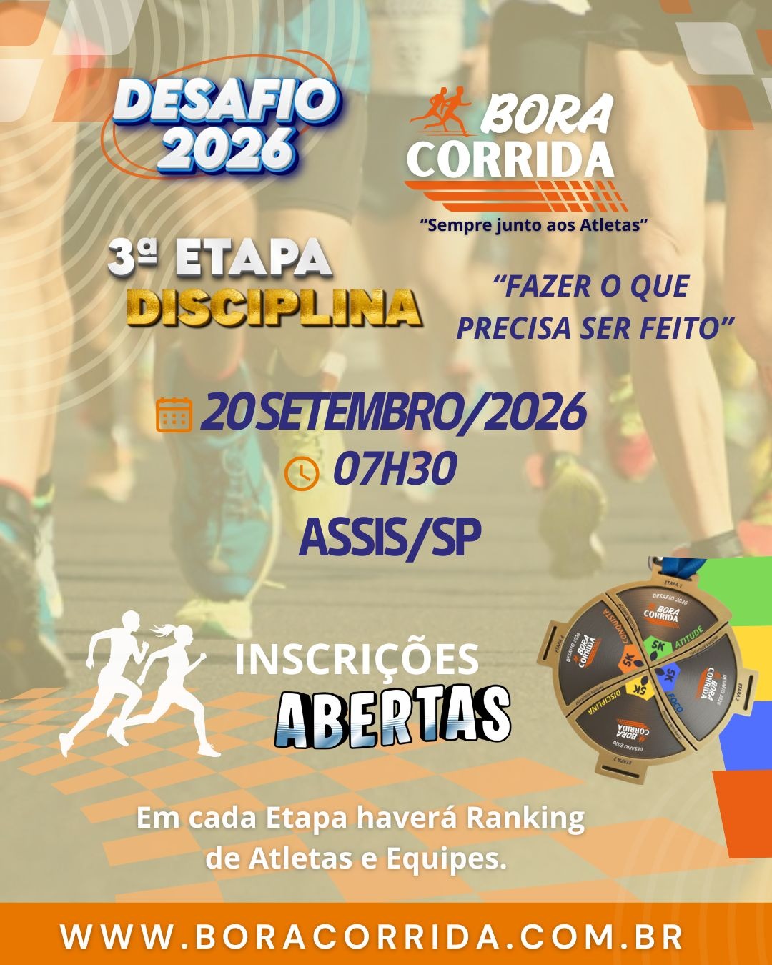 Desafio Bora Corrida – 3ª Etapa – Disciplina – corrida em Assis