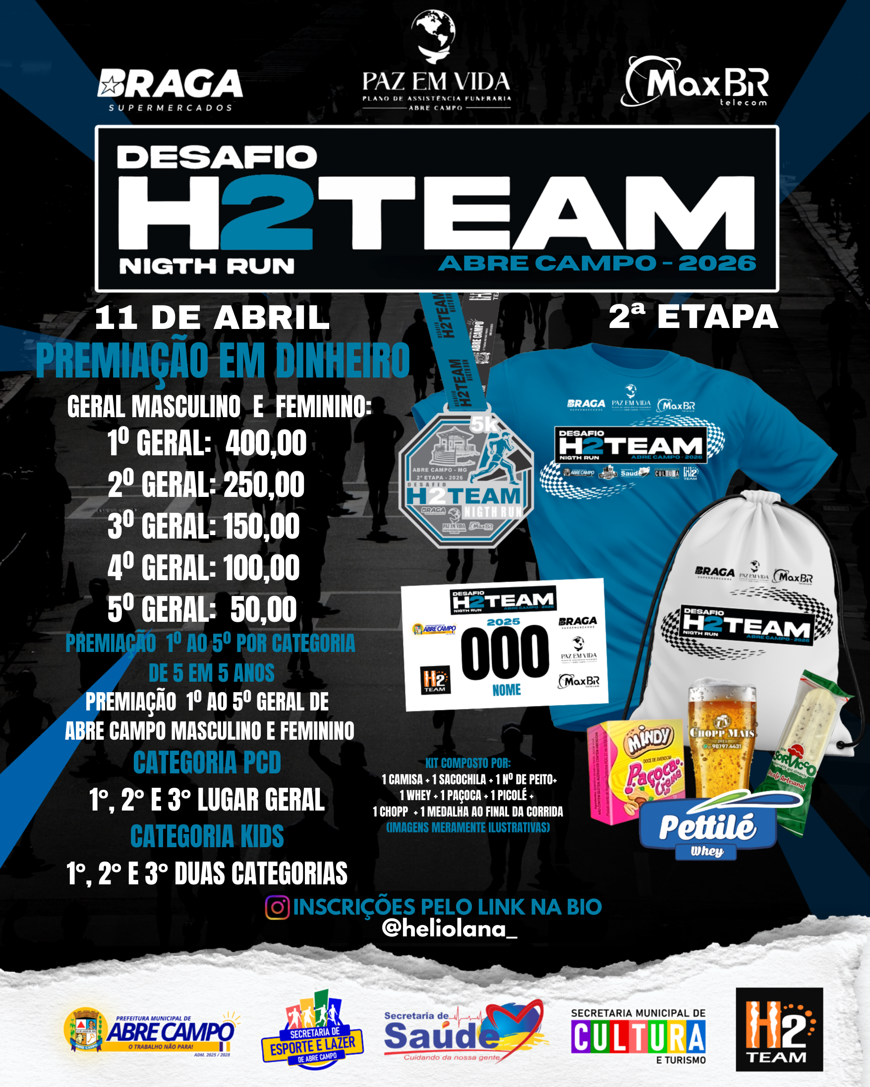Desafio H2 Team Night Run – 2ª Etapa – corrida em Abre Campos