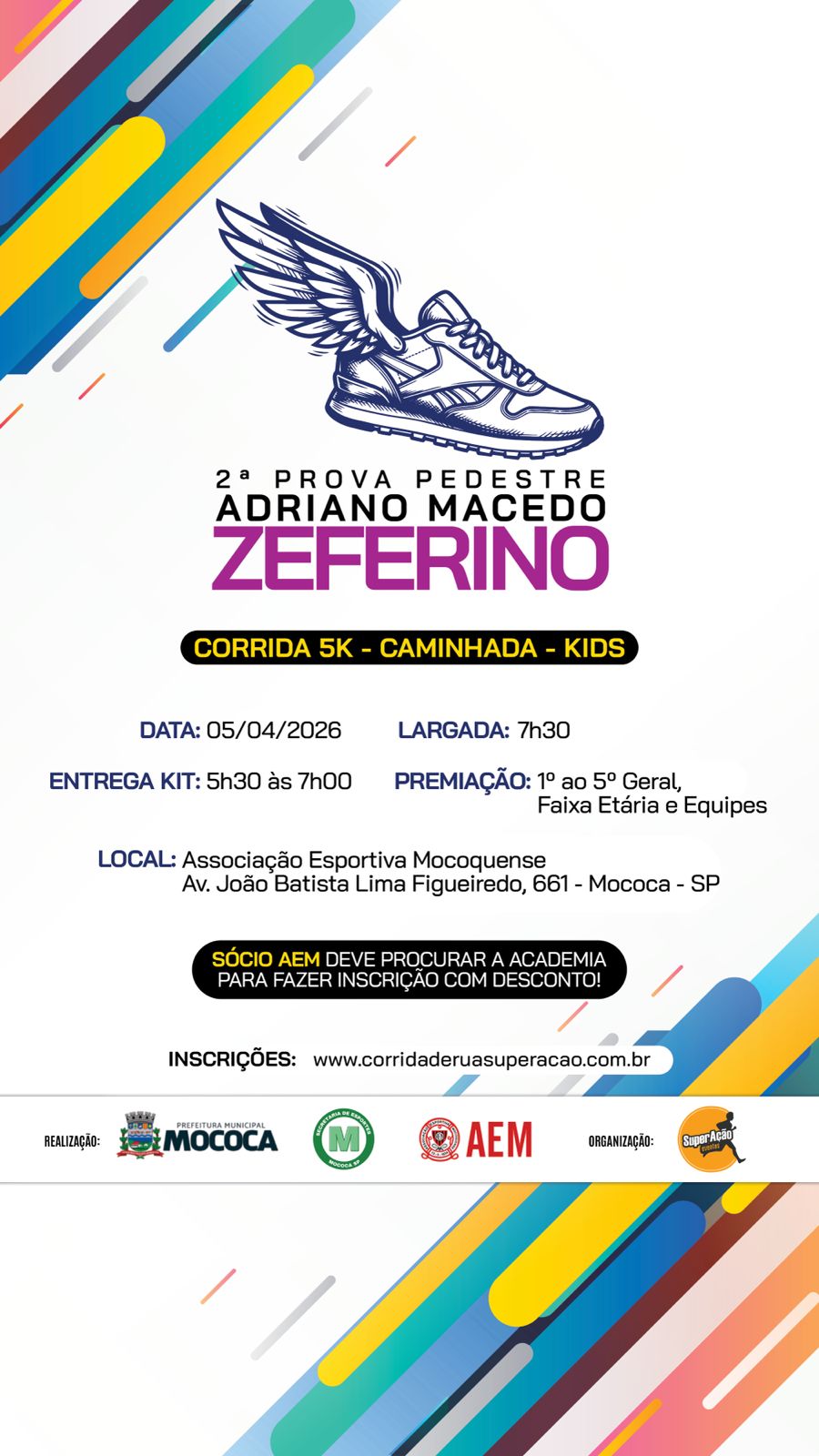 Prova Pedestre Adriano Macedo Zeferino – corrida em Mococa